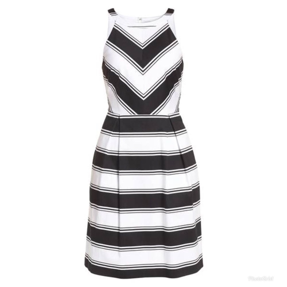 SOLD Adrianna Papell Halter Dress Black White - Picture 4 of 8